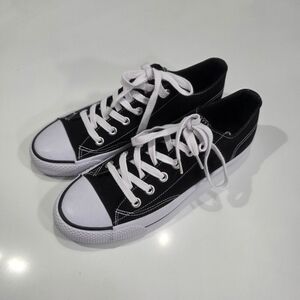 Classic Black Canvas Low-Top Sneakers